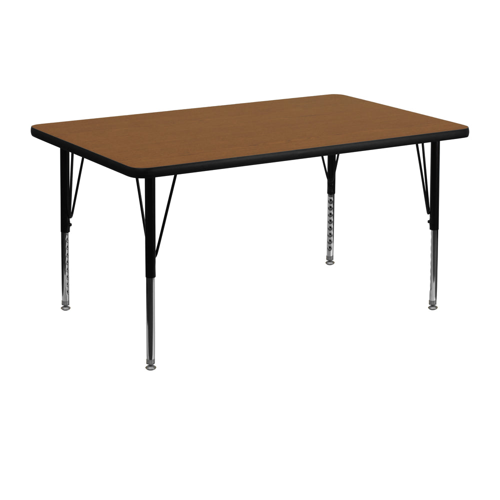 Image of Flash Furniture 30"W x 48"L Rectangular Oak HP Laminate Activity Table - Height Adjustable Short Legs