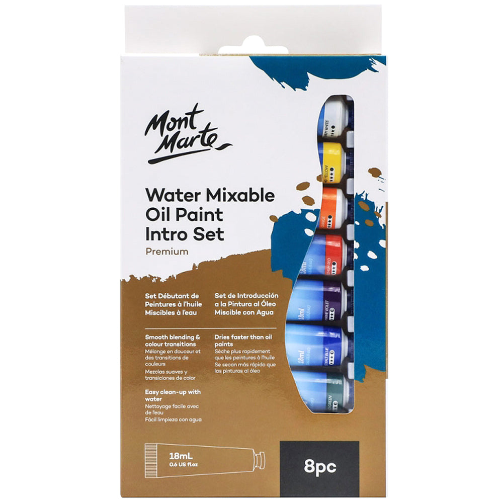 Image of Mont Marte Water Mixable Oil Paint Intro Set - 18ml - 8 Assorted Colours