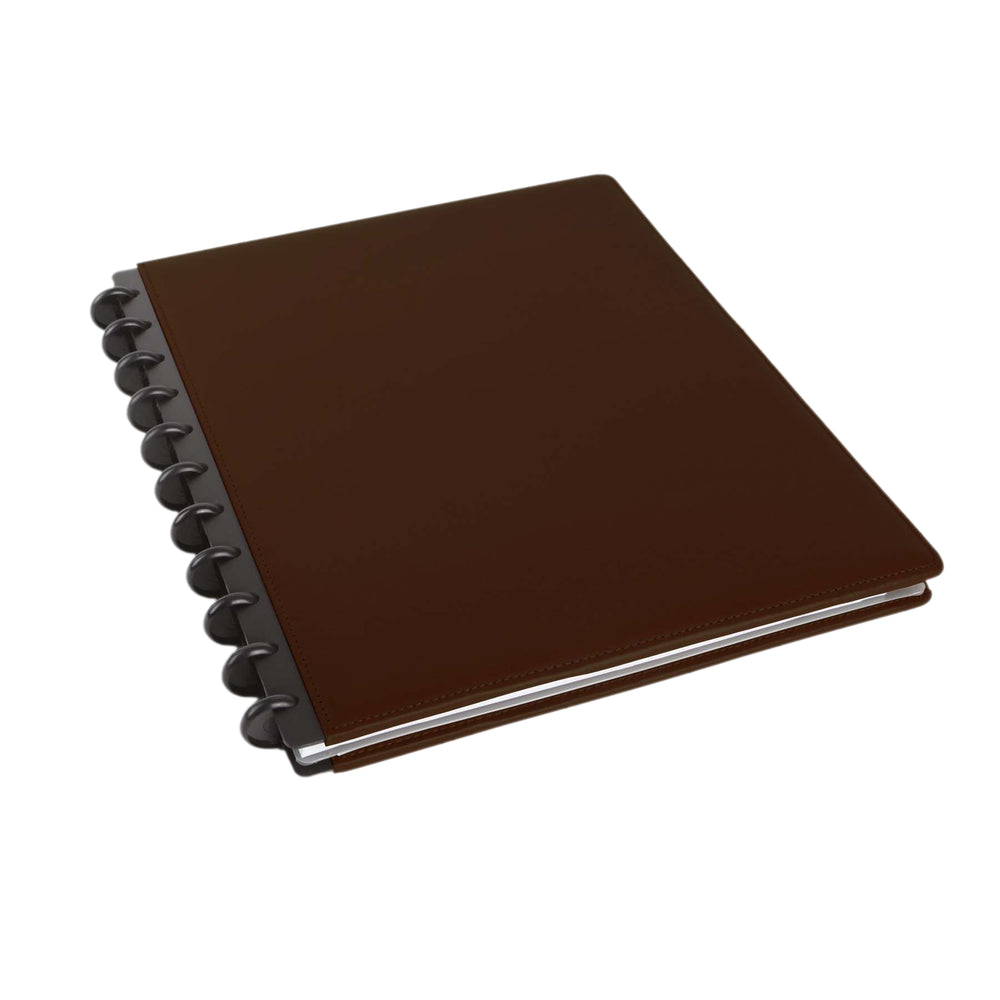 Image of M by Staples Arc Customizable Leather Notebook - 120 Pages - 11" x 8-1/2" - Brown