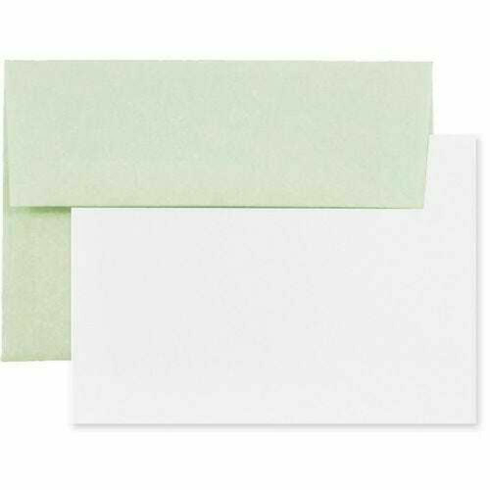 Image of JAM Paper Blank Greeting Cards Set - A7 Size - 5.25" x 7.25" - Parchment Green Recycled - 25 Pack