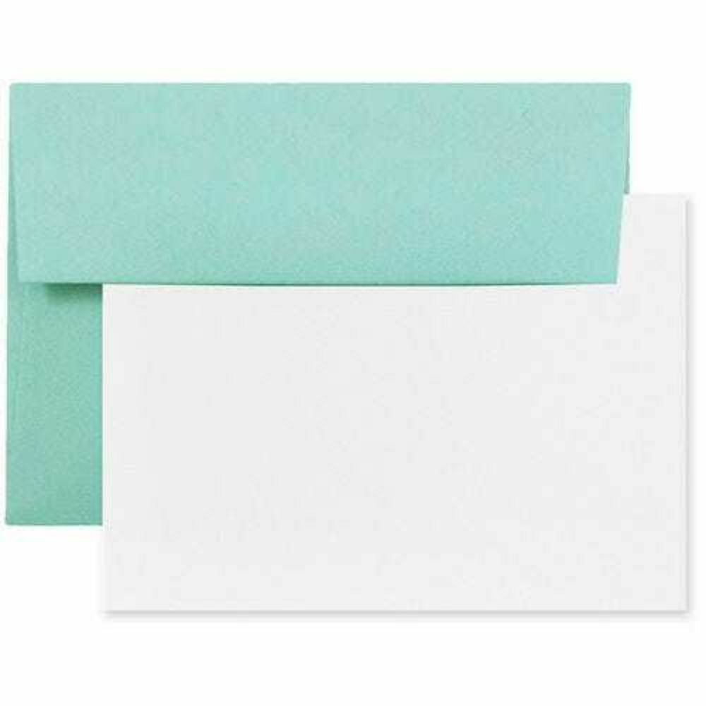 Image of JAM Paper Blank Greeting Cards Set - A2 Size - 4.375" x 5.75" - Aqua Blue - 25 Pack