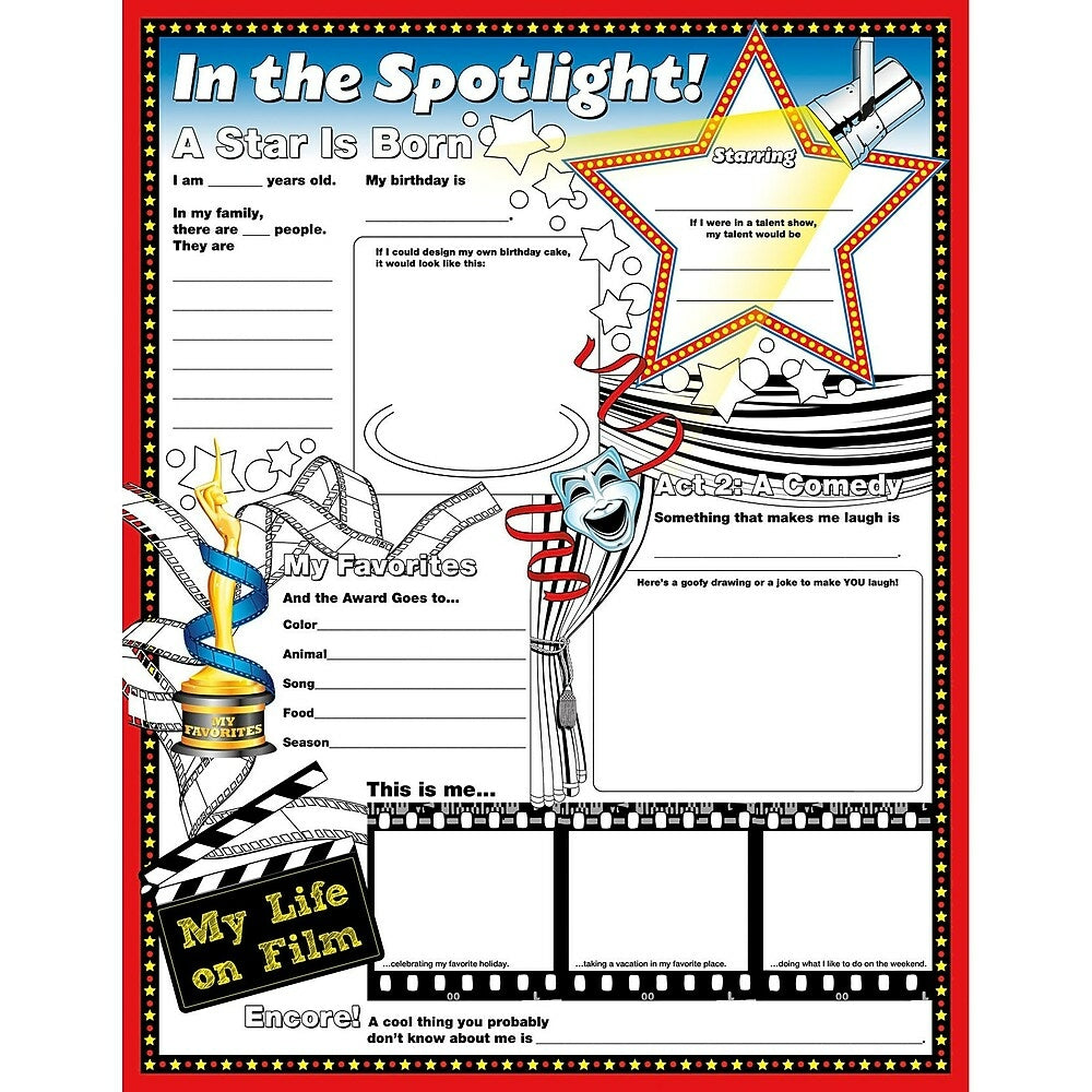 Image of North Star Teacher Resources Fill Me In: In The Spotlight Activity Posters, 32 Pack