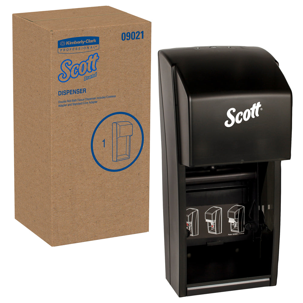 Image of Scott Essential Core/Coreless Double Roll Toilet Paper Dispenser (09021) - Black