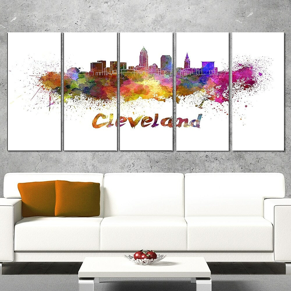 Cleveland Skyline Cityscape Metal Wall Art 60x28 5 Panels Mt6597 4 Staples Ca