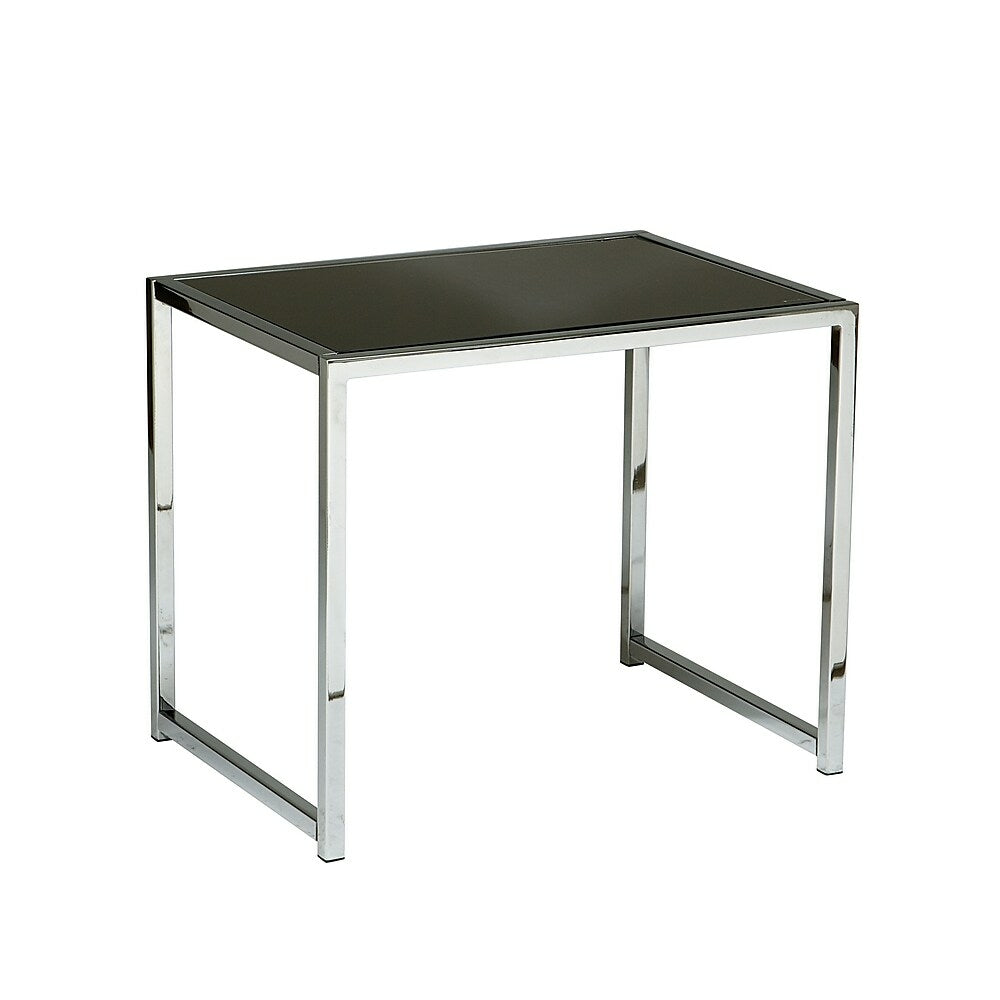 Image of Yield End Table with Chrome Frame and Black Glass Top