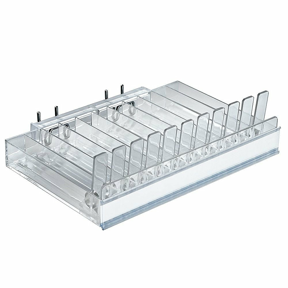 Image of Azar Displays Spring Load & C-Channel Pegboard 11 Compartment Pusher Tray, 2 Pack (225511)