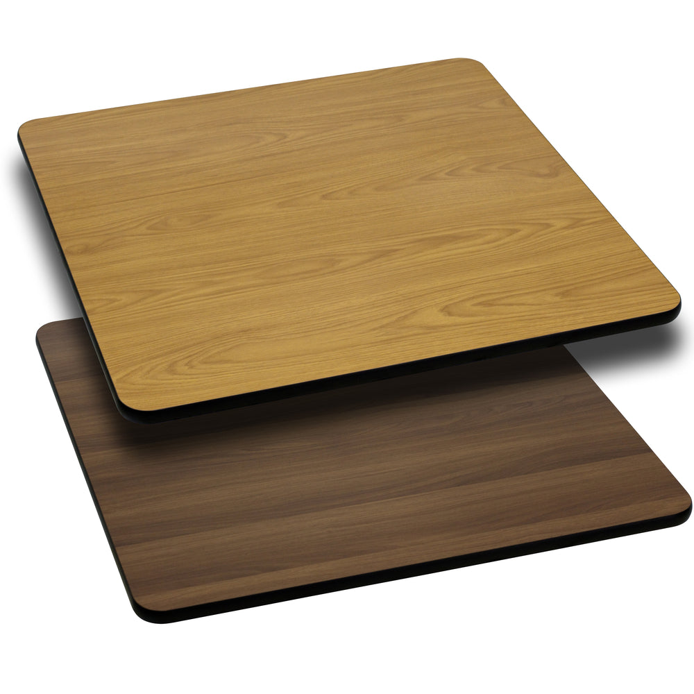Image of Flash Furniture 36" Square Table Top with Natural or Walnut Reversible Laminate Top, Brown