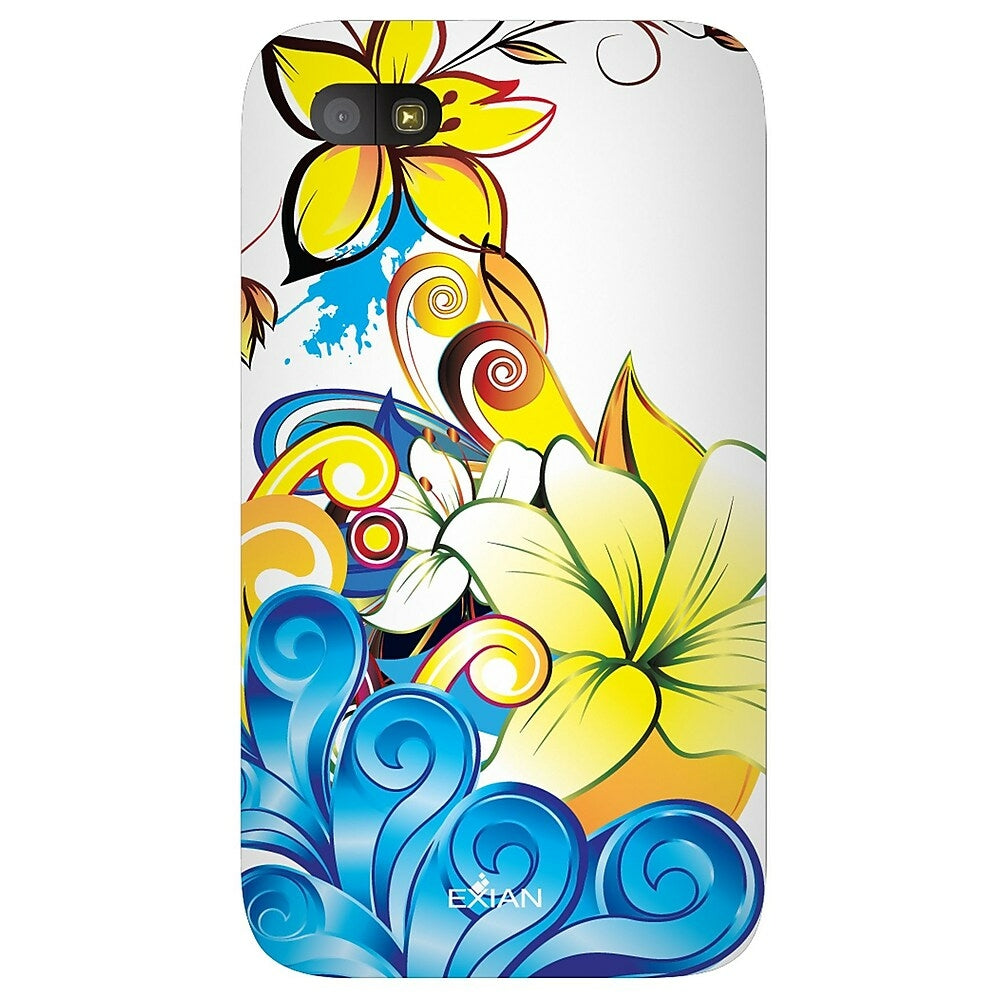 Image of Exian Floral Pattern Case for Blackberry Q5 - Yellow/Blue/White