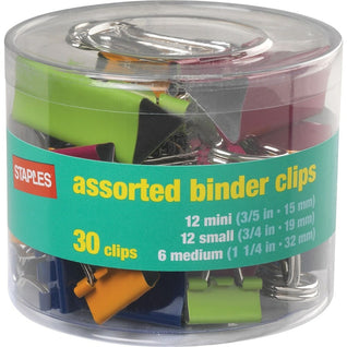 Staples Binder Clips - Standard - 1 - Black - 30 Pack