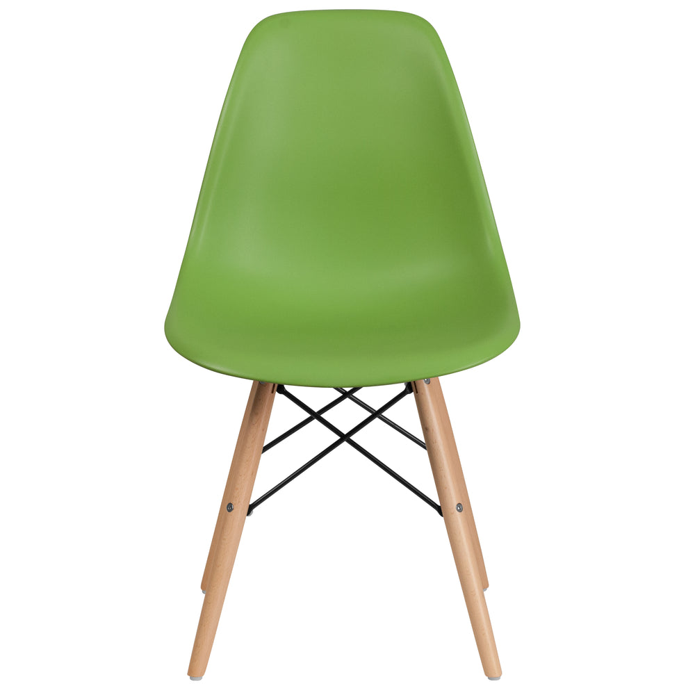 Image of Flash Furniture Elon Series Green Plastic Chair with Wooden Legs