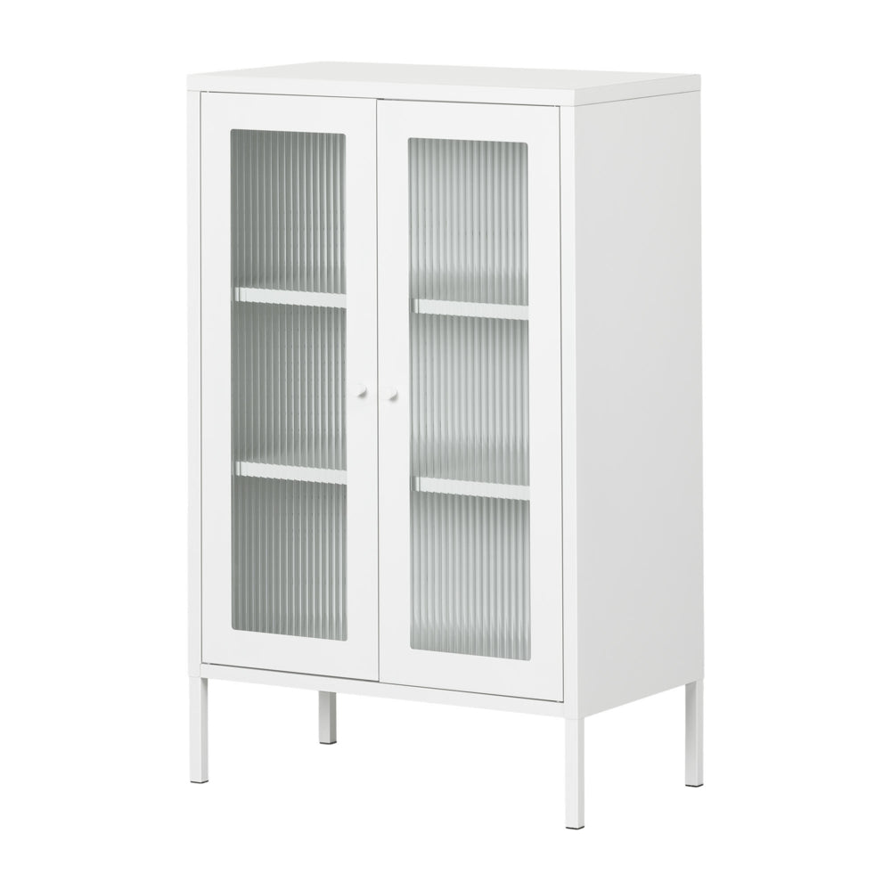Image of South Shore Kodali Accent Cabinet with Glass Doors - White