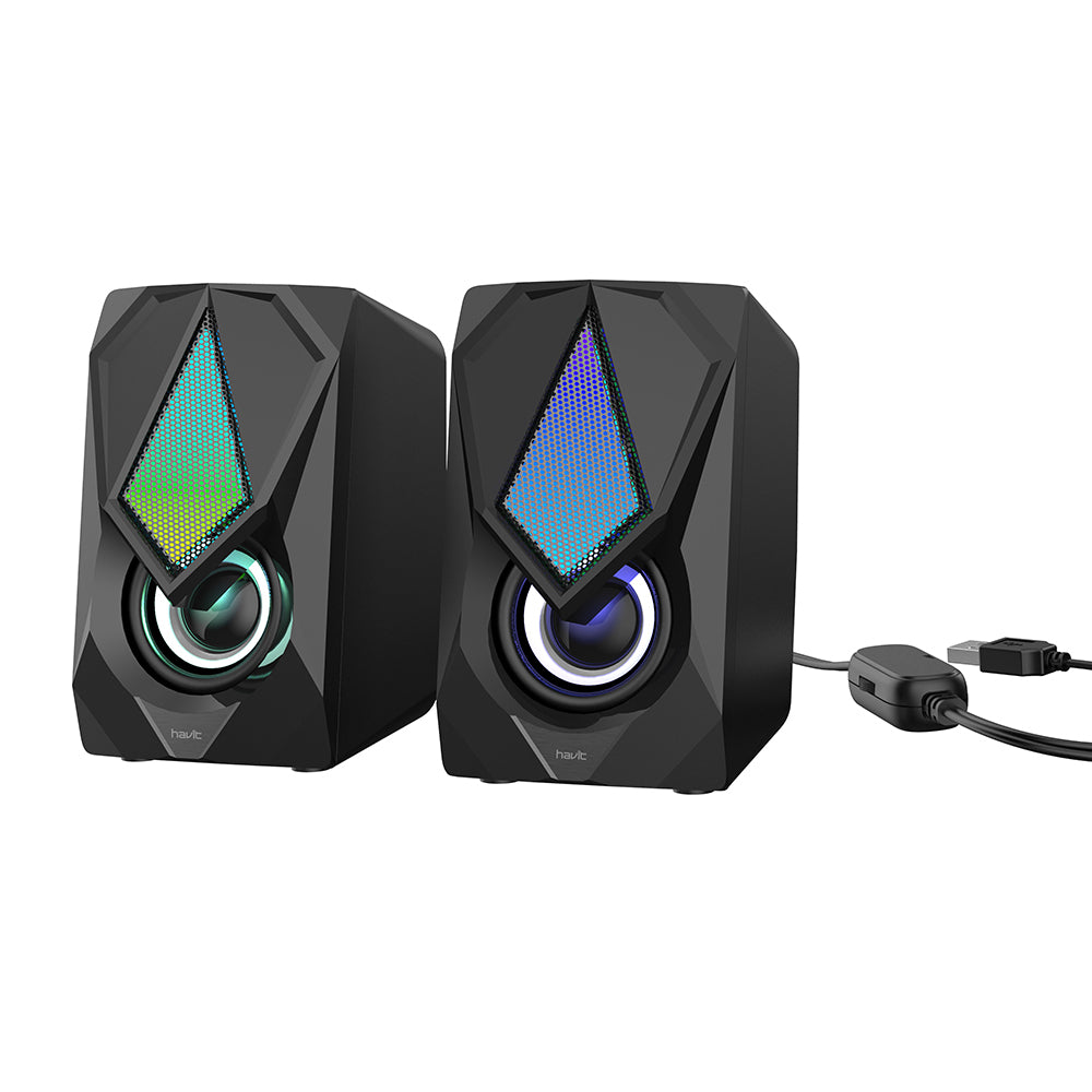 Image of Havit SK563 Designed for Gamers, USB Powered, RGB Light Speaker - Black, 2 Pack