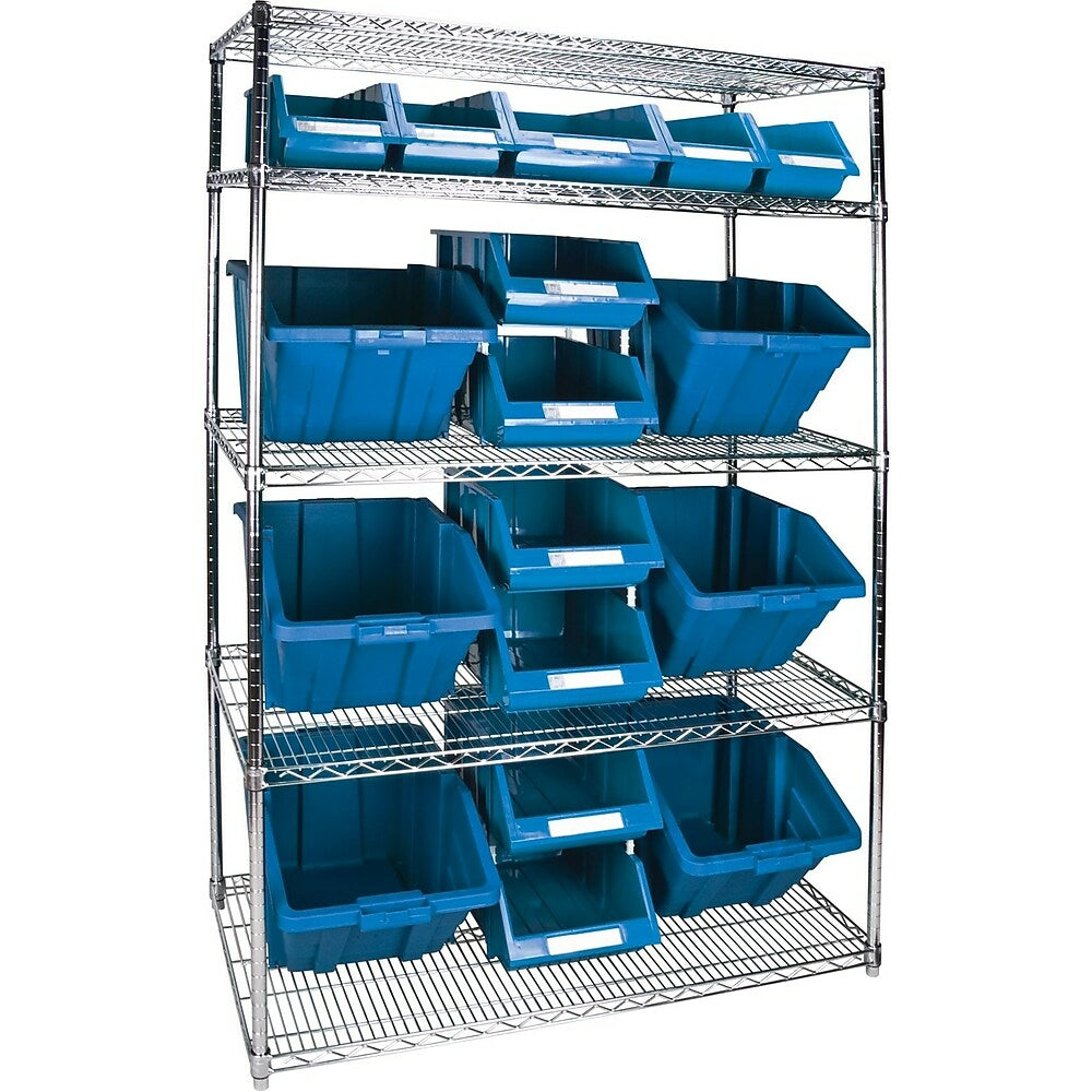 Image of Kleton Heavy-Duty Wire Shelving Units With Storage Bins, 5 Tiers, 48" W x 74" H x 24" D