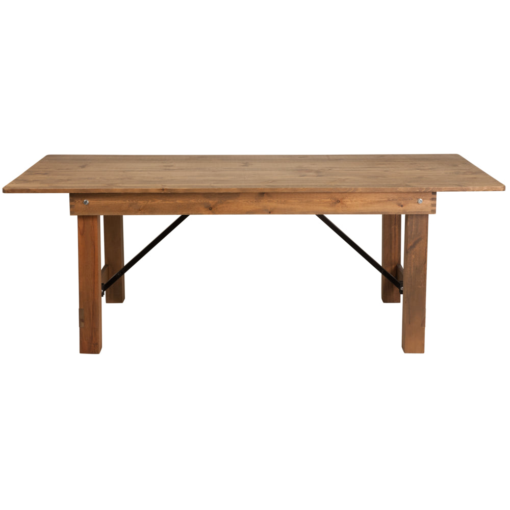 Image of Flash Furniture HERCULES Series 7' x 40" Rectangular Antique Rustic Solid Pine Folding Farm Table, Brown