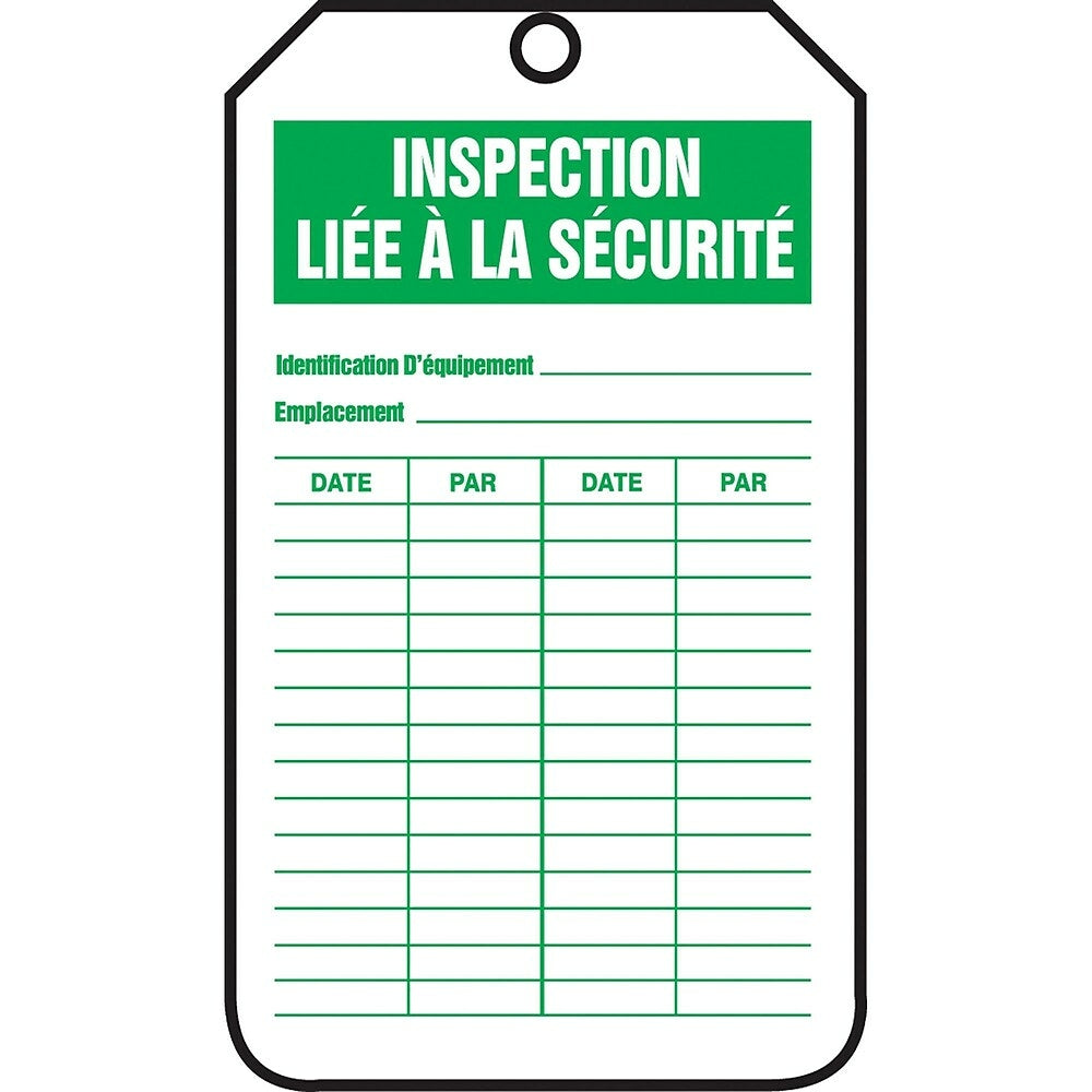Image of Equipment Status and Inspection Safety Tags, Inspection liee a la securite, SED661, 25 Pack, White