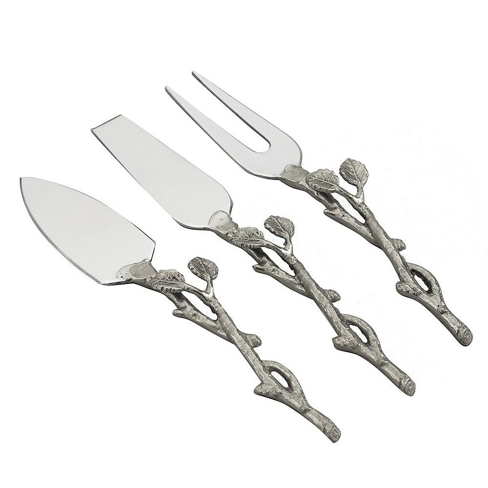 Image of Elegance Sparkle Silver Leaf 3-Piece Cheese Severs Set