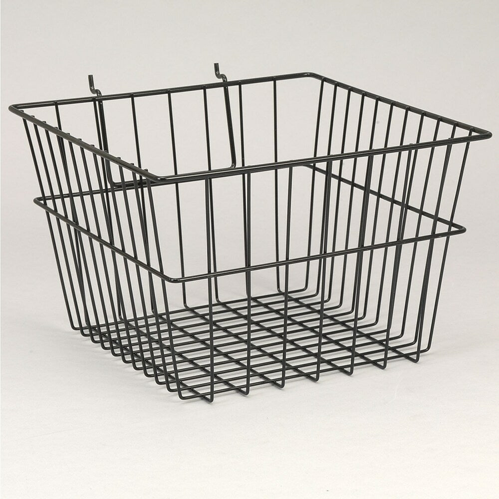 Image of Wamaco Slatwall/Gridwall Wire Basket - 12"W x 12"D x 8"H - Black - 4 Pack