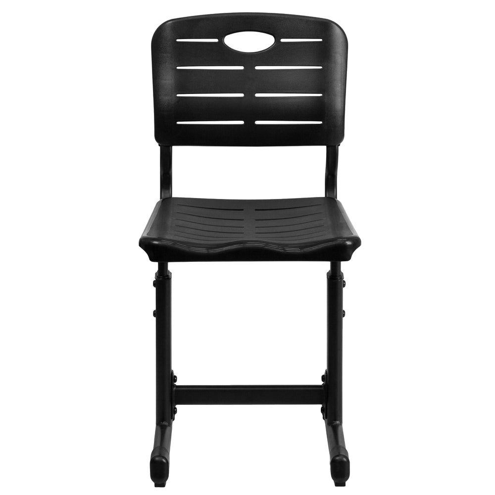 Image of Flash Furniture Adjustable Height Black Student Chair with Black Pedestal Frame