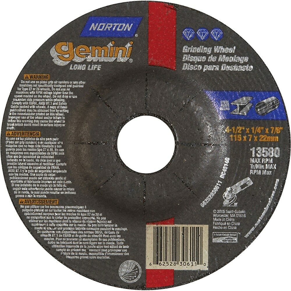 Image of Norton Depressed Centre Grinding Wheels - Gemini Aluminum Oxide Type 27 - 36 Pack