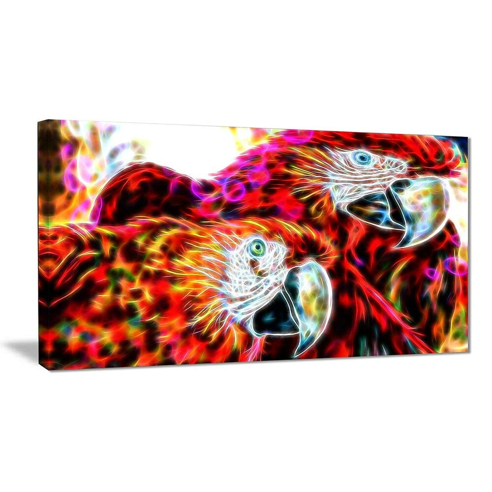 Image of Designart Macaw Parrot Duo Animal Art Canvas, Multiple Sizes, (PT2441-32-16)