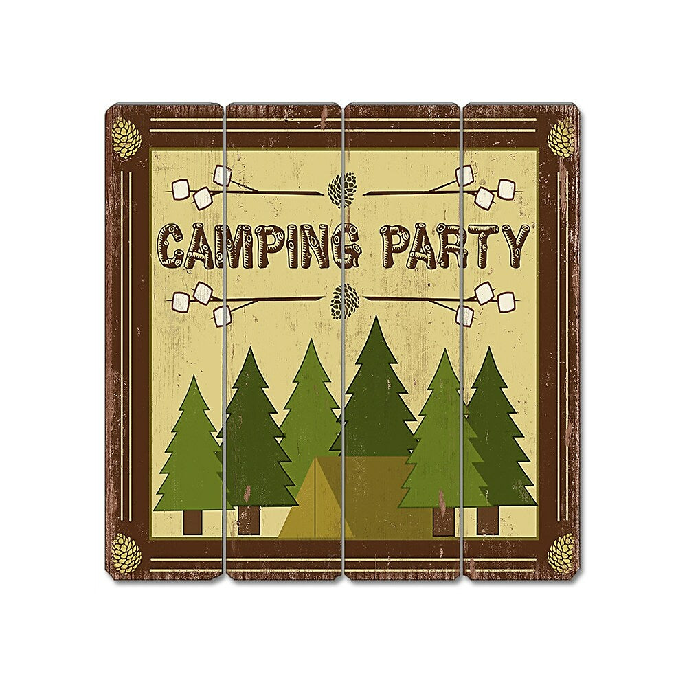 Image of Sign-A-Tology Camping party Vintage Wooden Sign - 16" x 16"