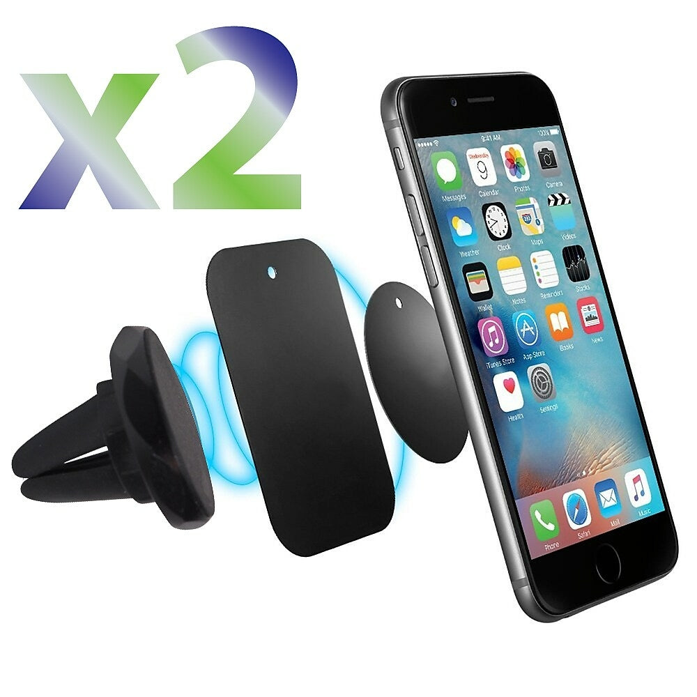 Image of Exian Magnetic Cellphone Car Mount Holder for Air Vent, 2 Pack, Black