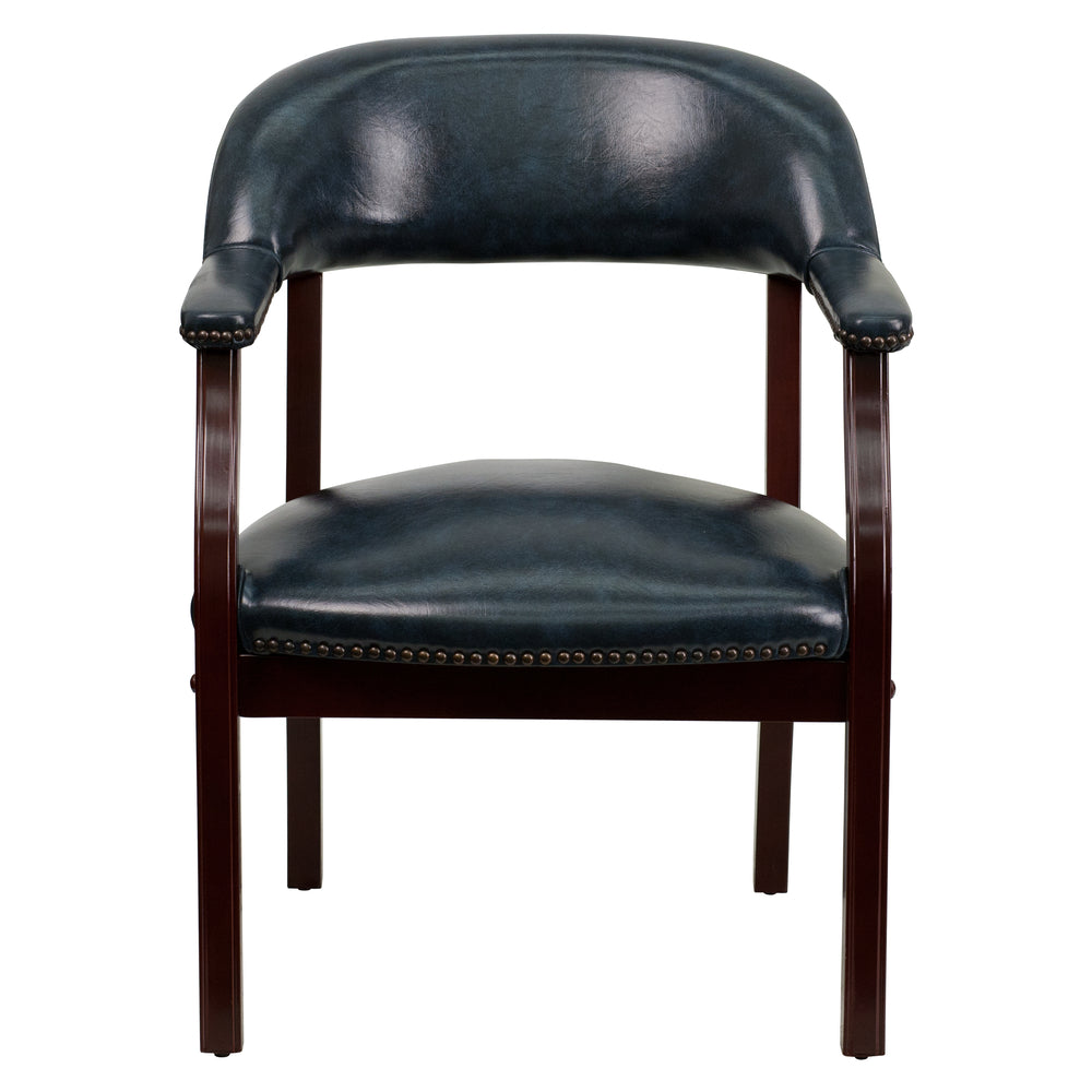 Image of Flash Furniture Navy Vinyl Luxurious Conference Chair with Accent Nail Trim, Blue