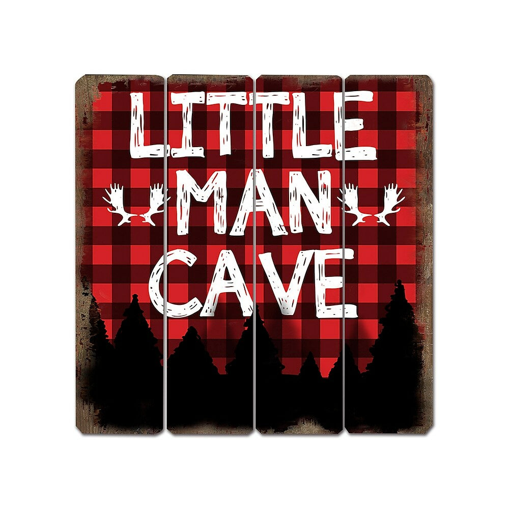 Image of Sign-A-Tology Little Man Cave Plaid Sign - 16" x 16"