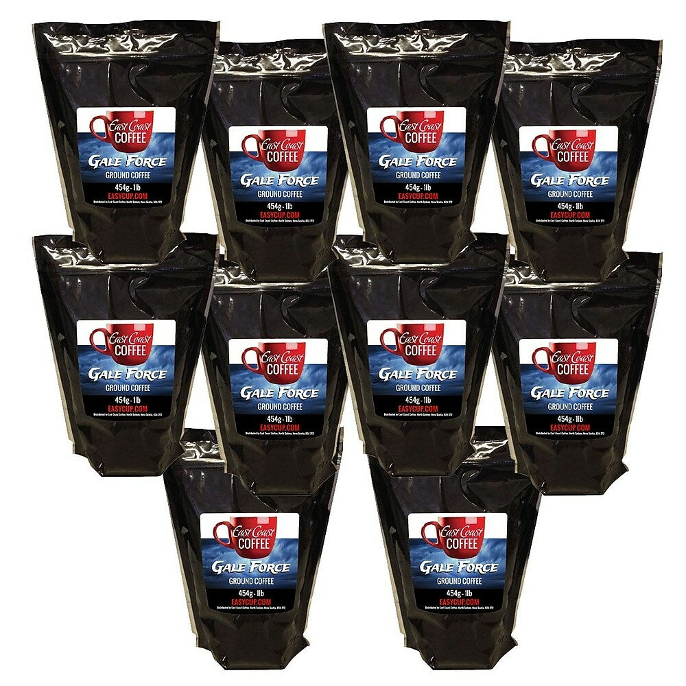 Image of East Coast Coffee Gale Force Ground Dark Roast Intense Coffee Bag - 1Lb - 10 Pack