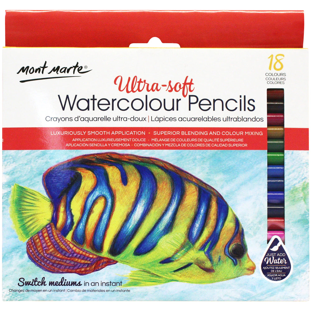 Image of Mont Marte Ultra-Soft Watercolour Pencils - 18 Assorted Colours