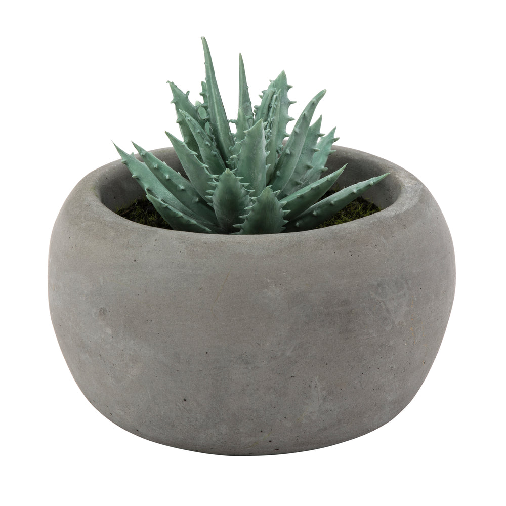 Image of Gry Mattr Round Cement Pot Faux Plant