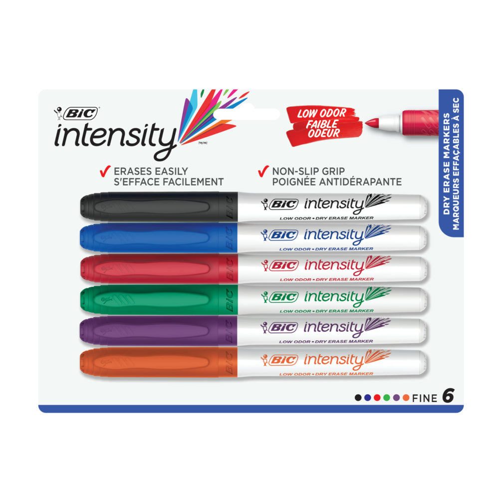 Image of BIC Intensity Grip Dry-Erase Markers - Assorted - 6 Pack