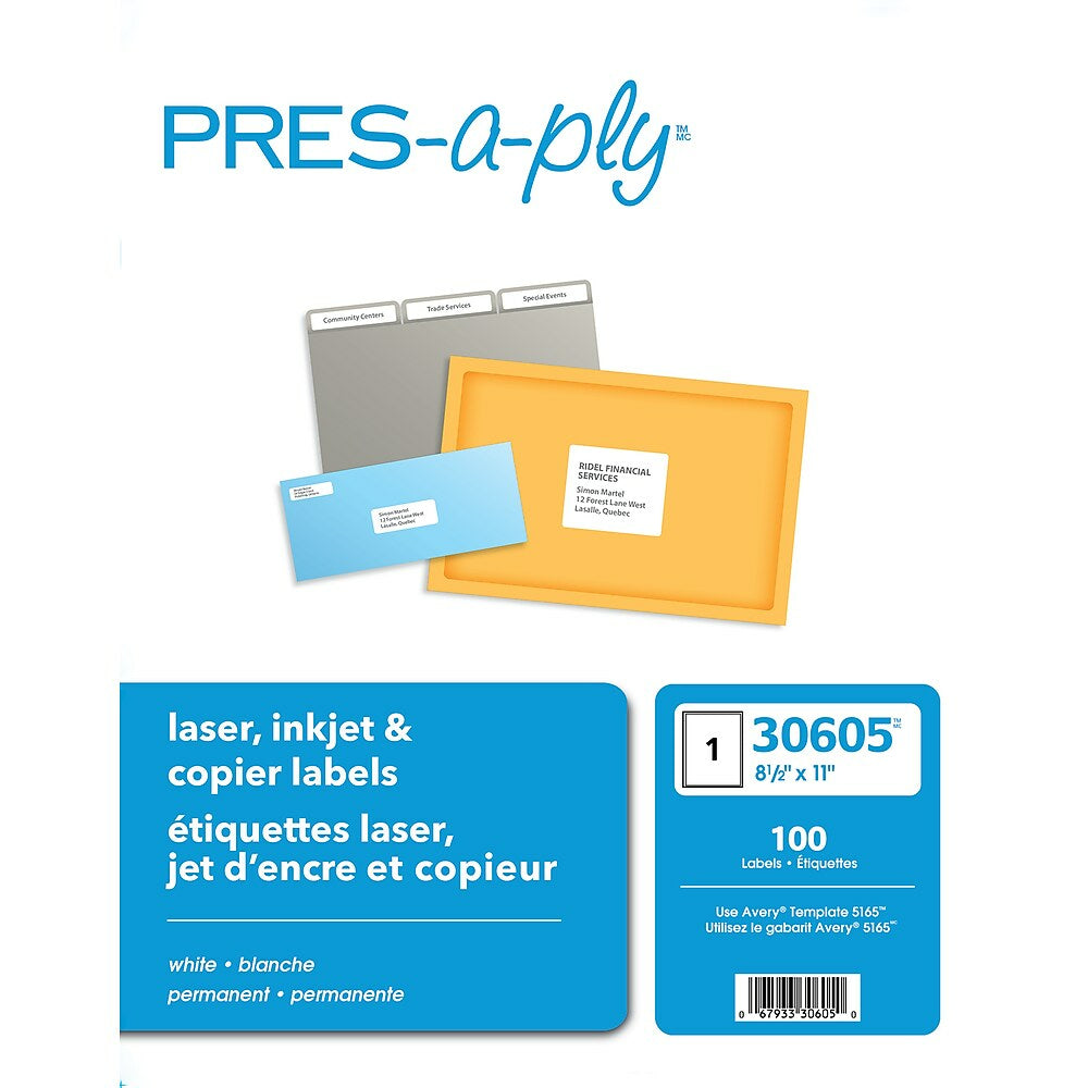 Image of Avery Full Sheet Laser Labels - 8.5" x 11" - 100 Pack