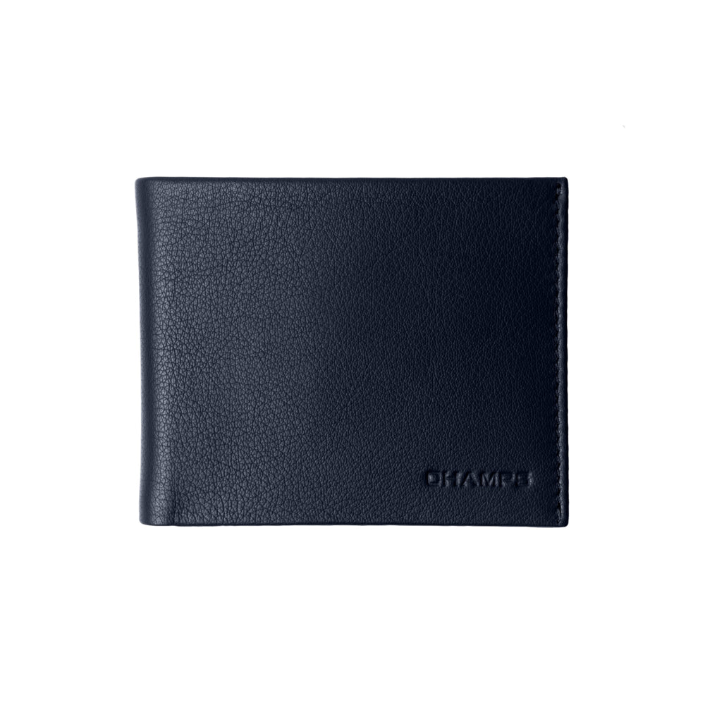 Image of Champs Leather RFID Slim Wallet - Navy, Navy_Blue