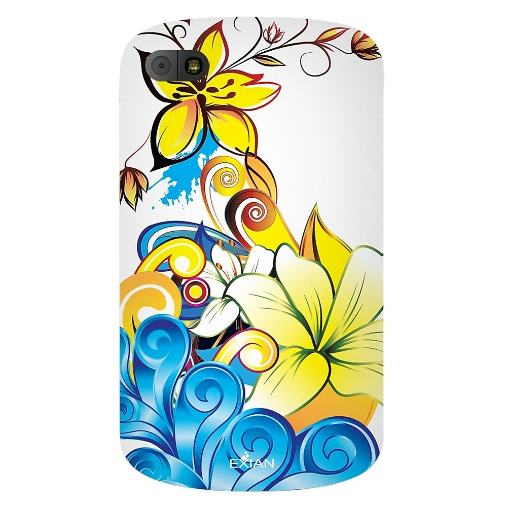Image of Exian Floral Pattern Case for Blackberry Q10 - Yellow/Blue/White