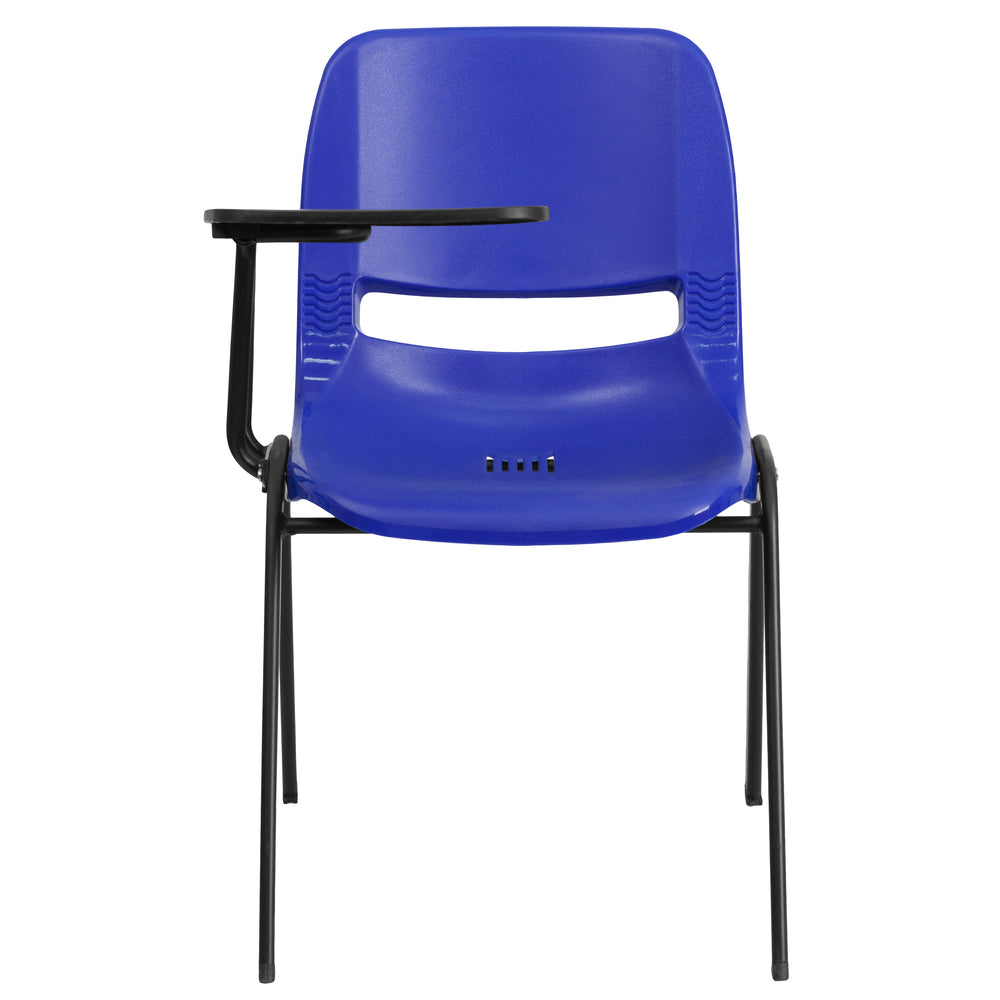 Image of Flash Furniture Blue Ergonomic Shell Chair with Right Handed Flip-Up Tablet Arm