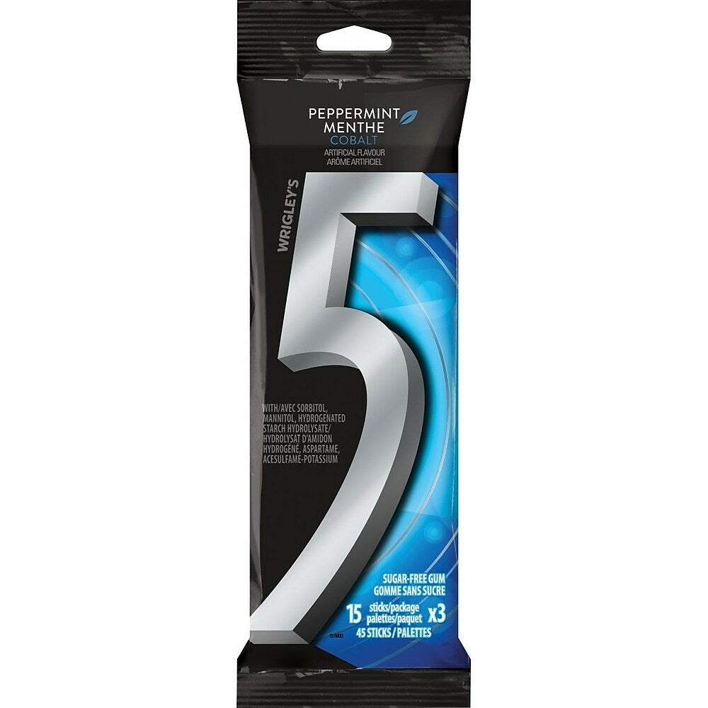 Image of Wrigley 5 Gum Peppermint Cobalt Sugar-Free Chewing Gum - 3 Pack