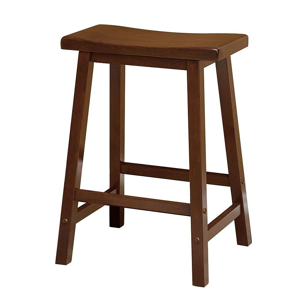Image of Winsome 24" Saddle Seat Stool, Antique Walnut, Brown