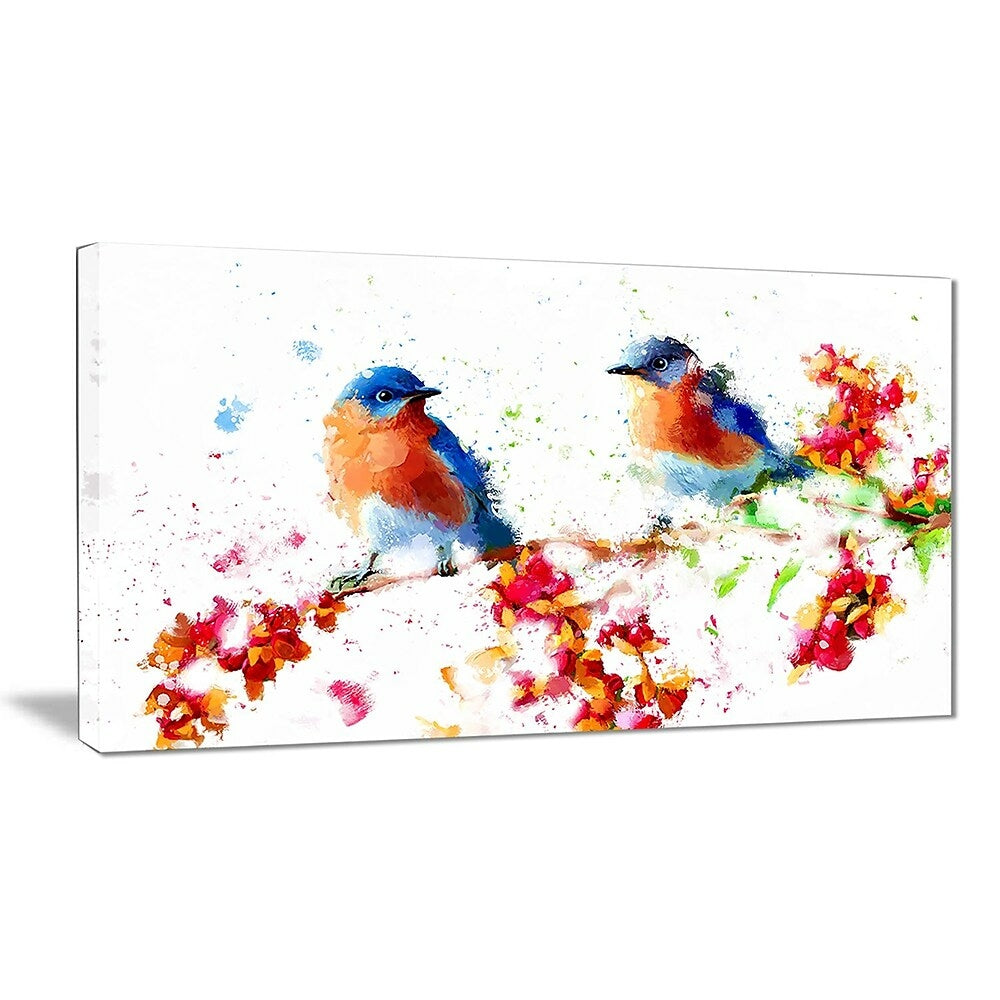 Image of Designart Blue Birds Canvas Art Print, (PT2495-32-16)