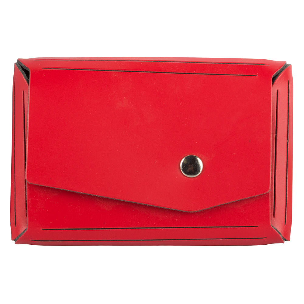 Image of JAM Paper Italian Leather Business Card Holder Case with Angular Flap - Red