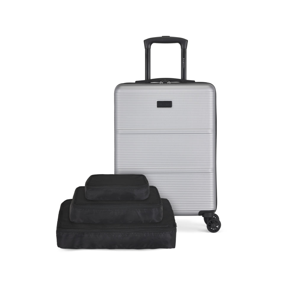 Image of Bugatti Atlanta 21.5" Hardside Carry-on Luggage - Includes Bonus 3-Pieces Packing Cubes - Silver