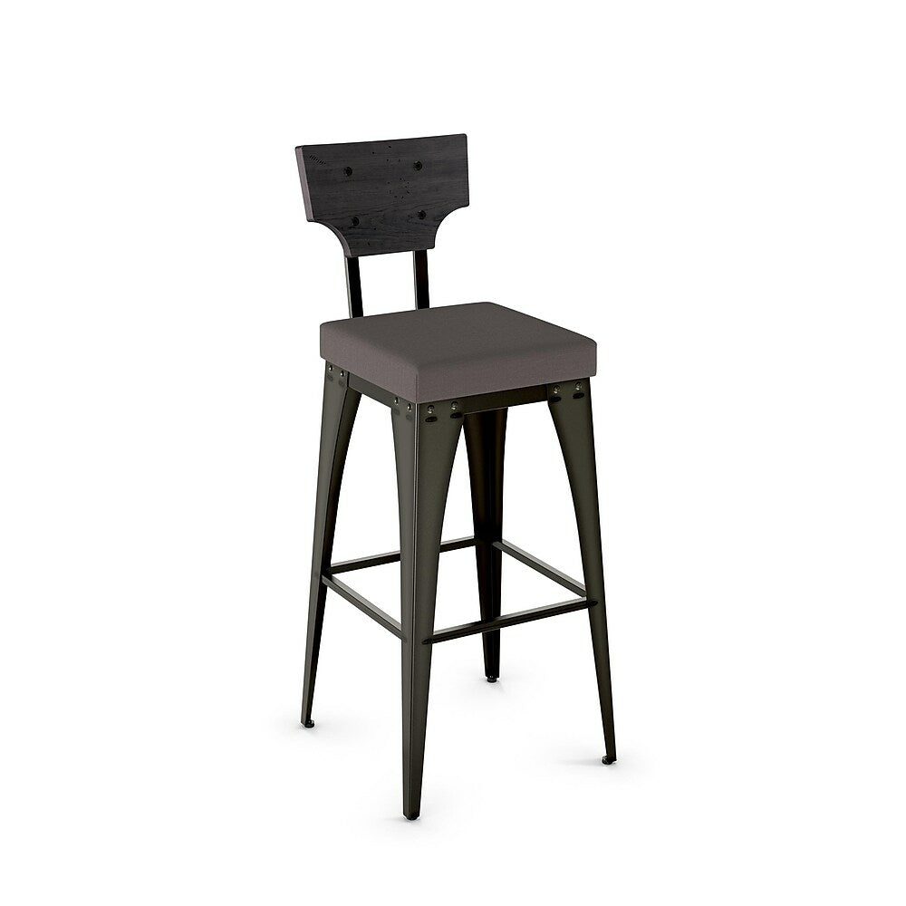 Amisco Rally Metal Counter Stool With Distressed Wood Backrest