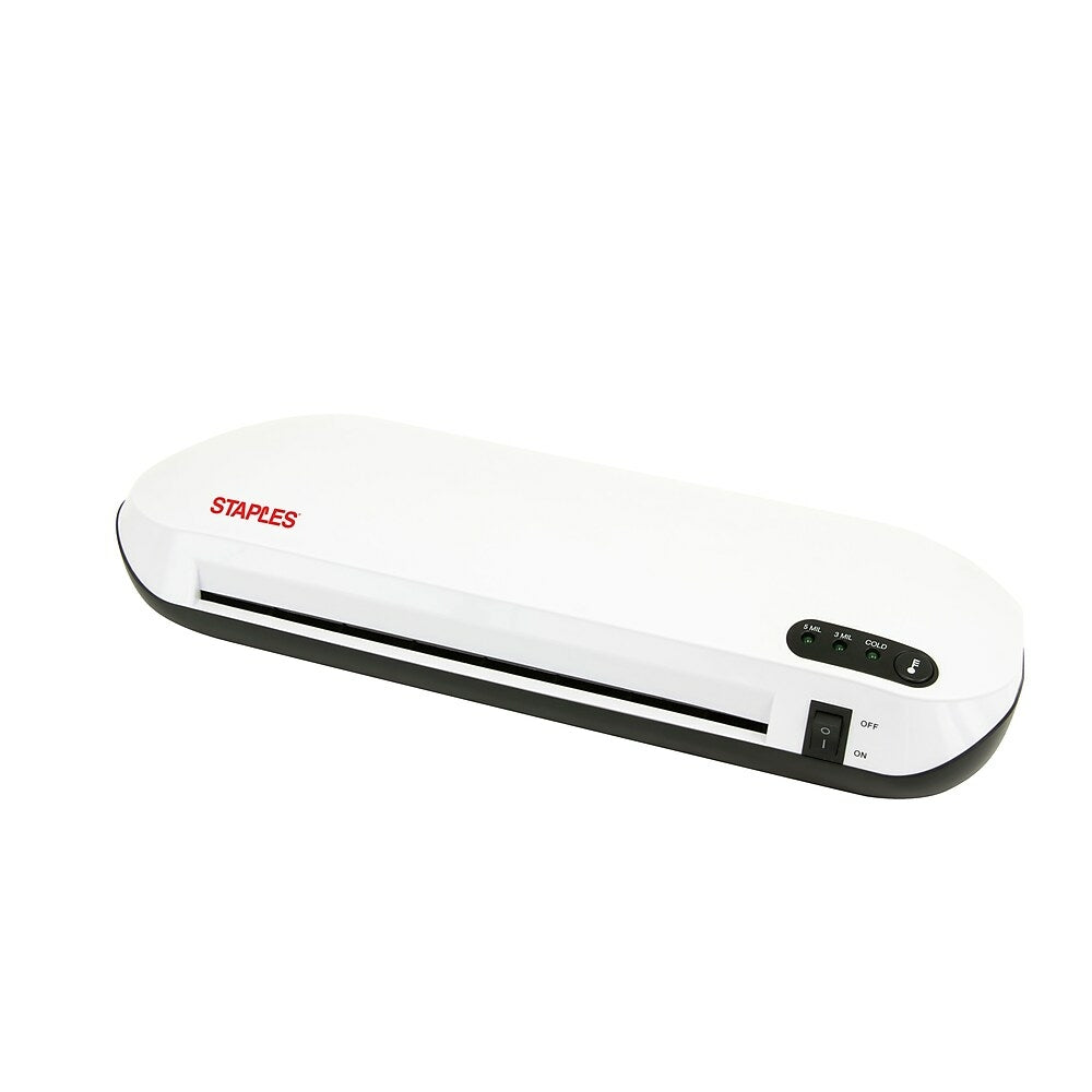 Image of Staples Heat Seal Thermal Pouch Laminator With Cold Laminating Option, 9" Wide Throat, 12"/min Speed, White