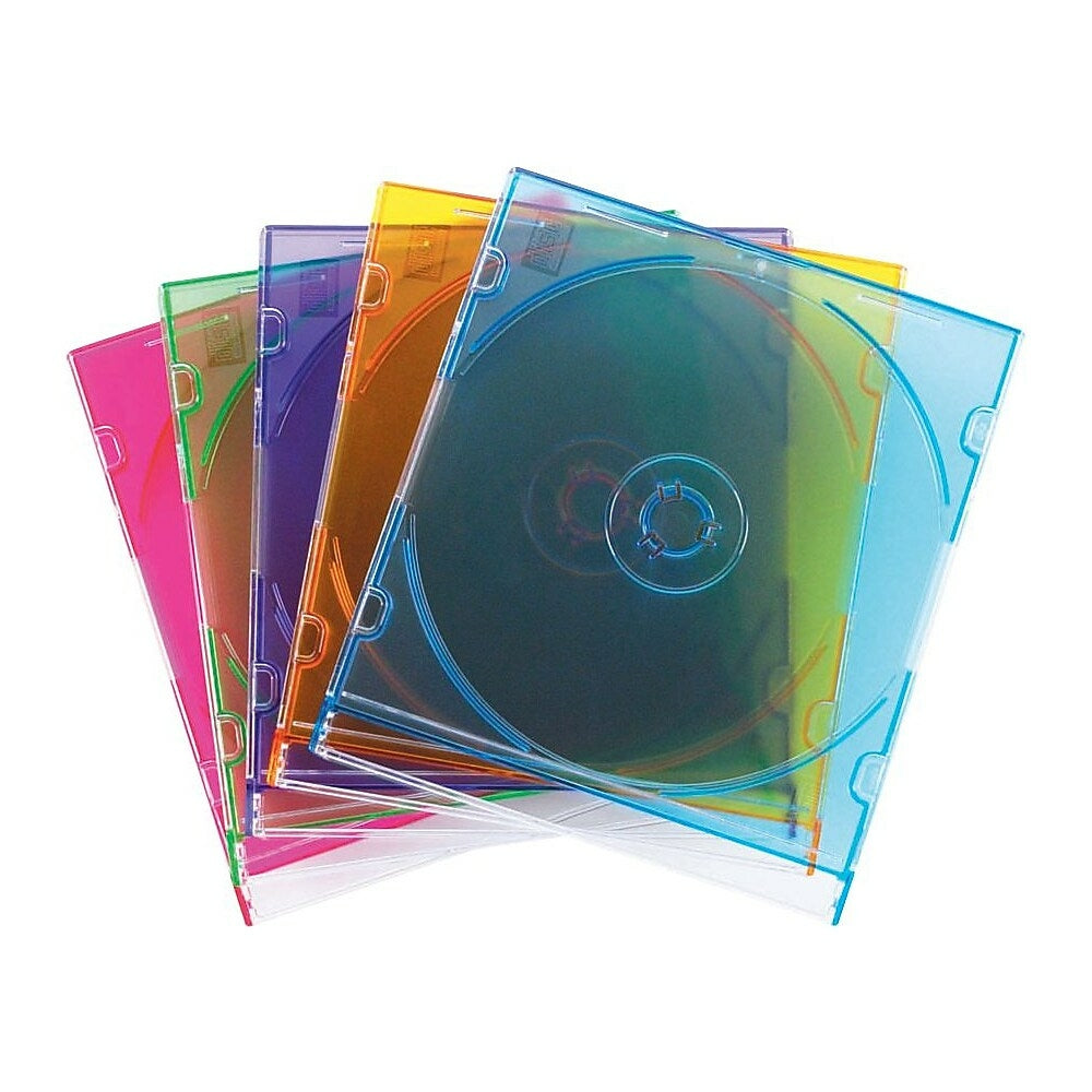Image of Staples Slim CD Jewel Cases. Translucent Colours, 25 Pack