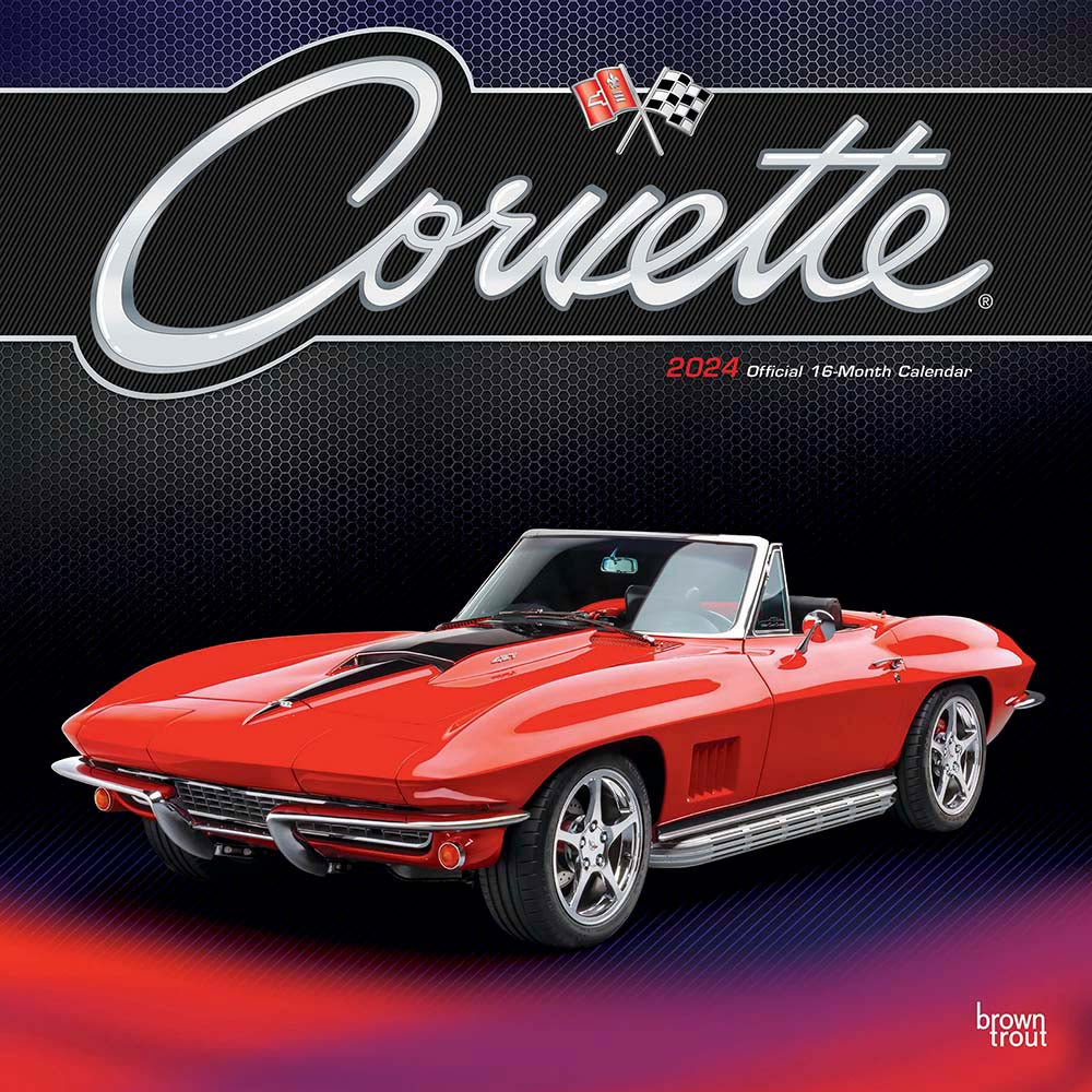 Image of BrownTrout 2024 Corvette Monthly Square Wall Calendar - 12" x 12" - Assorted - English