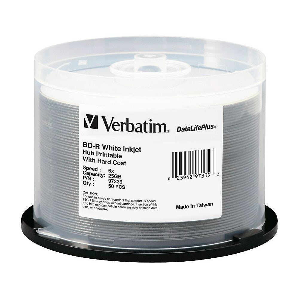 Image of Verbatim Bd-R 6X White Inkjet Hub Printable Disc