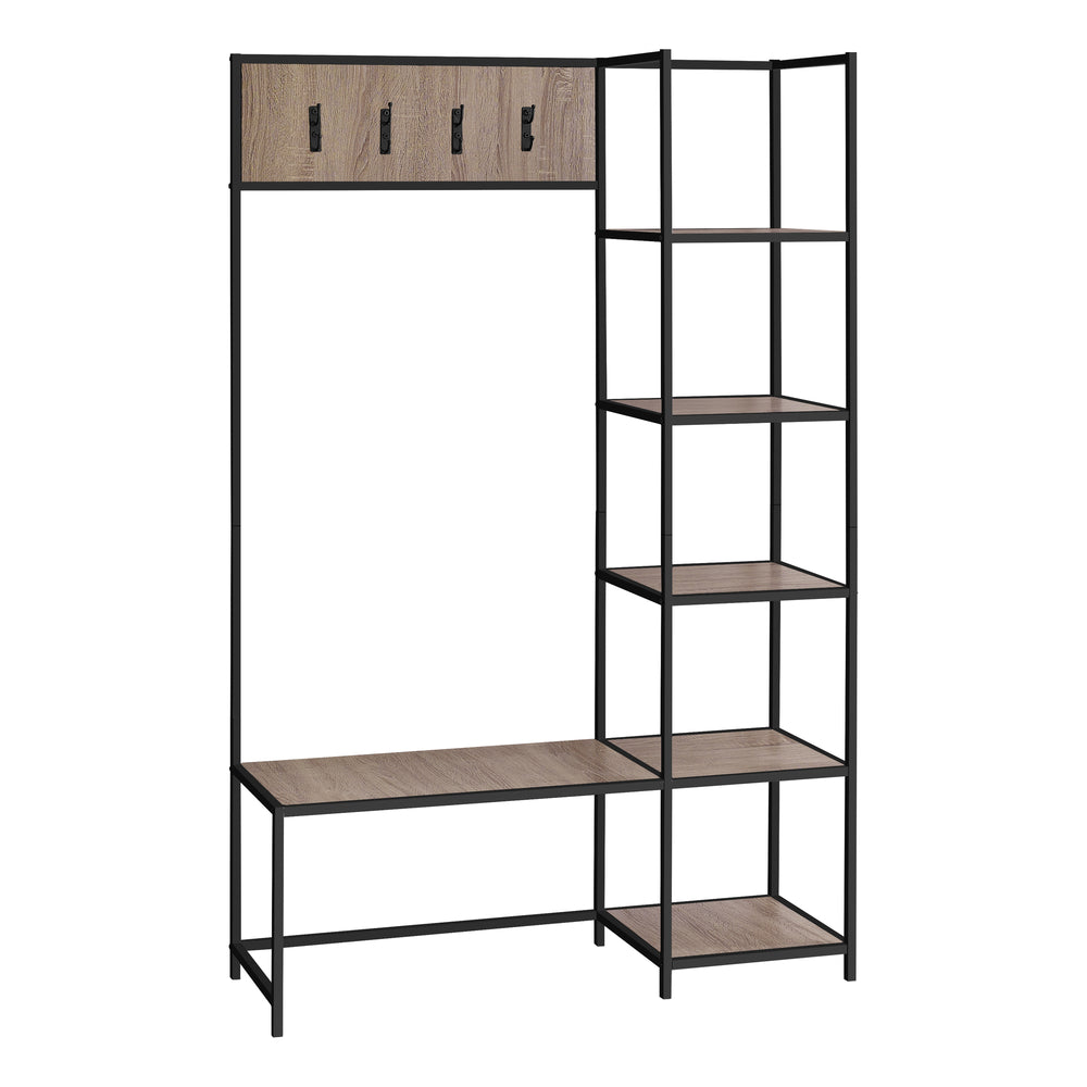 Image of Monarch Specialties - 4511 Bench - Entryway - Hallway - Storage - Organizer - Coat Rack - Hall Tree - Metal - Brown - Black