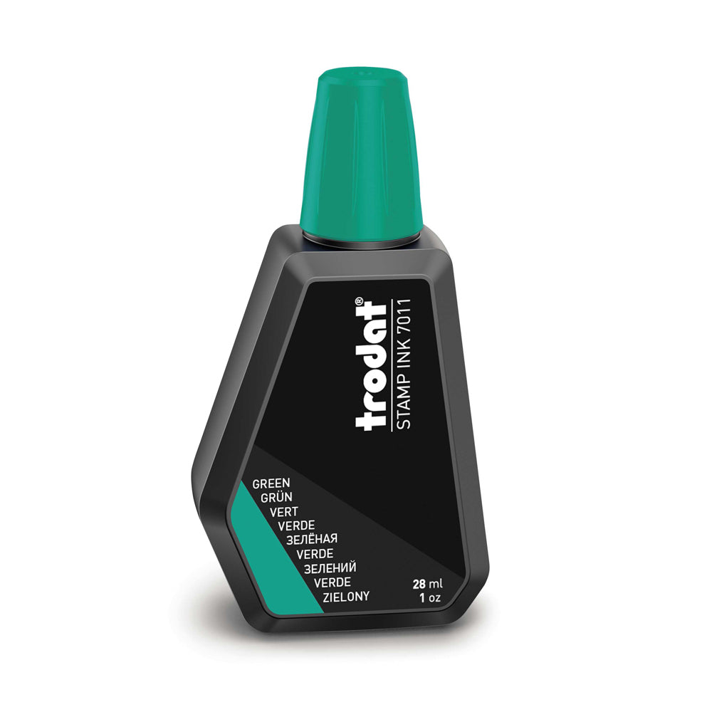 Image of Trodat 7011 Non-Toxic Felt Stamp Pad Ink Refills - 1 oz - Green