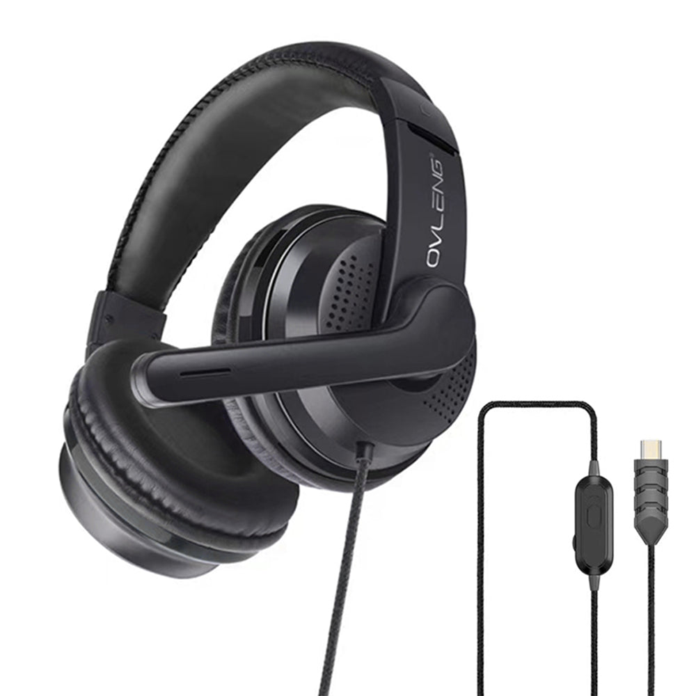 Image of Ovleng USB Type-C Plug Stereo Gaming Headset with Mic, Black