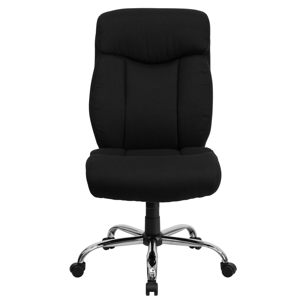 Image of Flash Furniture HERCULES Series Big & Tall Black Fabric Executive Swivel Chair & Chrome Base